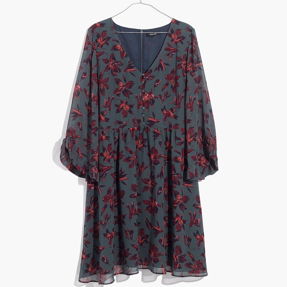 Madewell Moonblossom Ruffle-Sleeve Dress in Winter Orchid - Picture 3 of 11